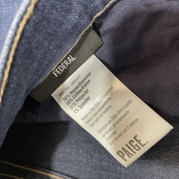 Paige Jeans Men’s Blue Federal Slim Straight Stretch Zip Fly Denim Pants 34x31 - Picture 8 of 9